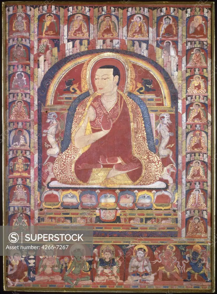 Buddhist tantra, Tibetan culture, Watercolor on silk, circa 1273, Usa, Baltimore, Walters Art Museum, 28,2x21