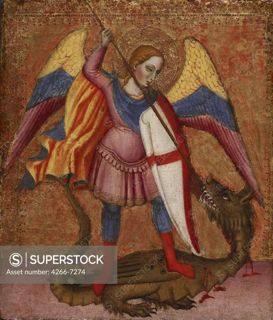 Archangel Michael by Master of Santa Verdiana, Tempera on panel, circa 1390, active between 1380 and 1420, Usa, Baltimore, Walters Art Museum, 38,2x32,4