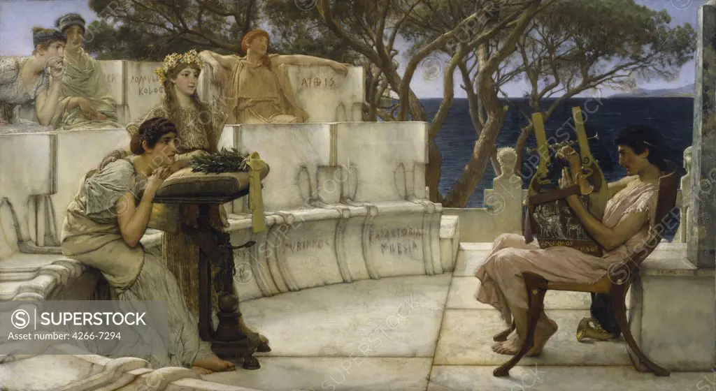 Lesbos by Sir Lawrence Alma-Tadema, Oil on wood, 1881, 1836-1912, Usa, Baltimore, Walters Art Museum, 66x122