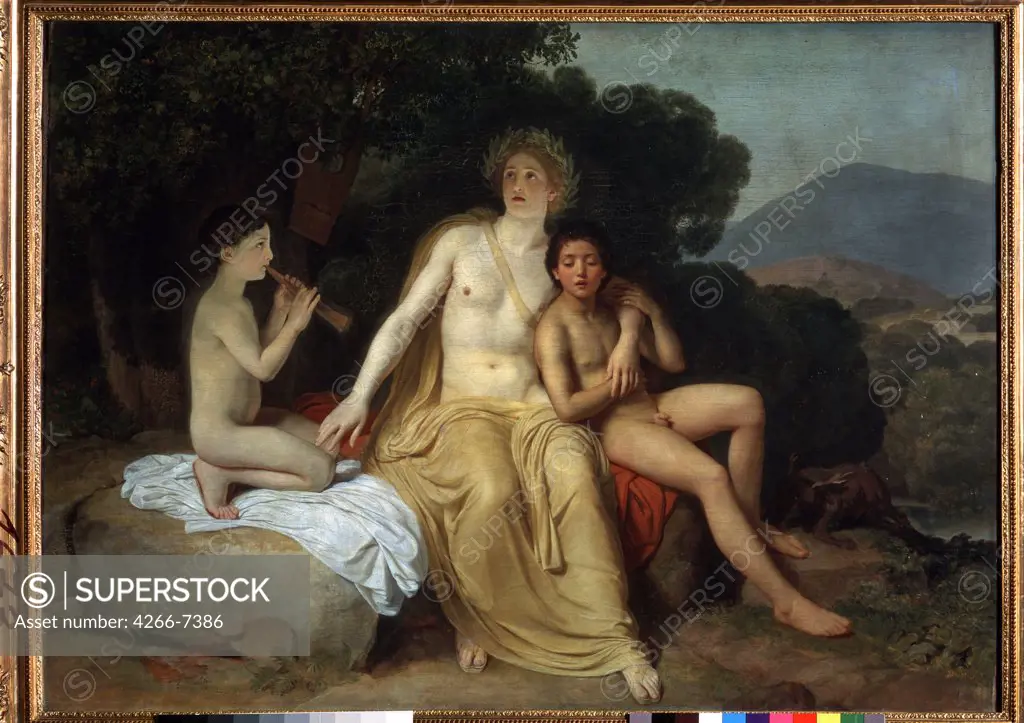 Apollo, Cyparissus and Hyacinth by Alexander Andreyevich Ivanov, Oil on canvas, 1831-1833, 1806-1858, Russia, Moscow, State Tretyakov Gallery, 100x139,9