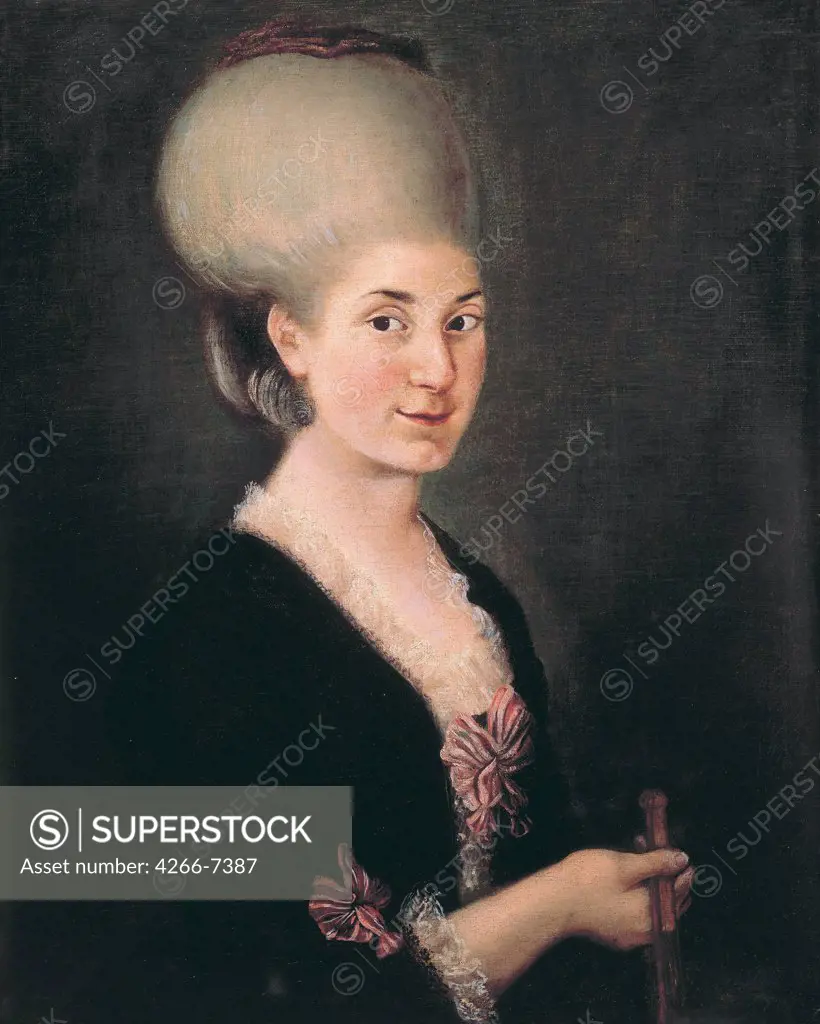 Portrait of Maria Anna Mozart by Anonymous artist, Oil on canvas, circa 1785, Austria, Salzburg, Mozarteum (ISM),