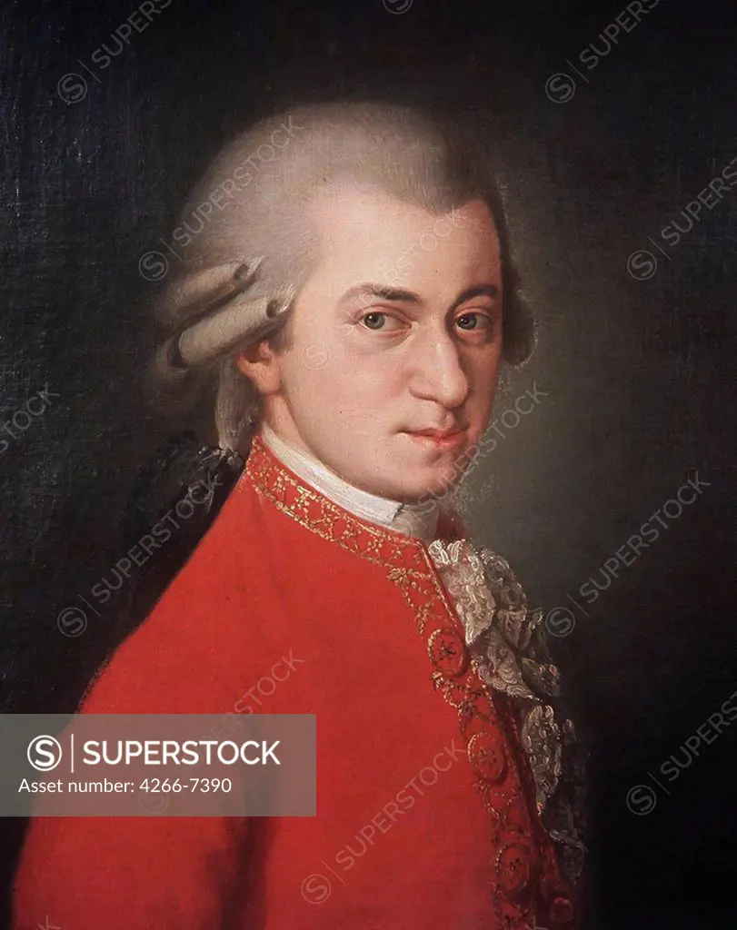 Portrait of Wolfgang Amadeus Mozart by Krafft, Oil on canvas, 1819, 1764-1825, Russia, Vienna, Gesellschaft der Musikfreunde,