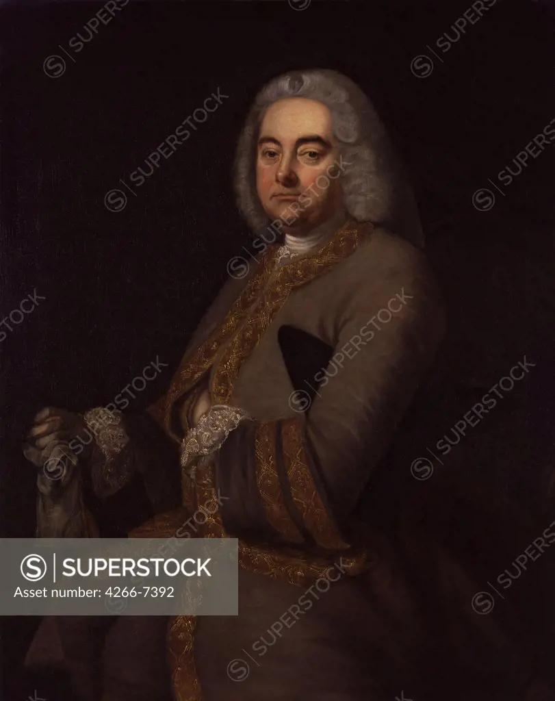 Portrait of George Frideric Handel by Thomas Hudson, Oil on canvas, 1756, 1701-1779, Great Britan, London, National Gallery, 124,2x101
