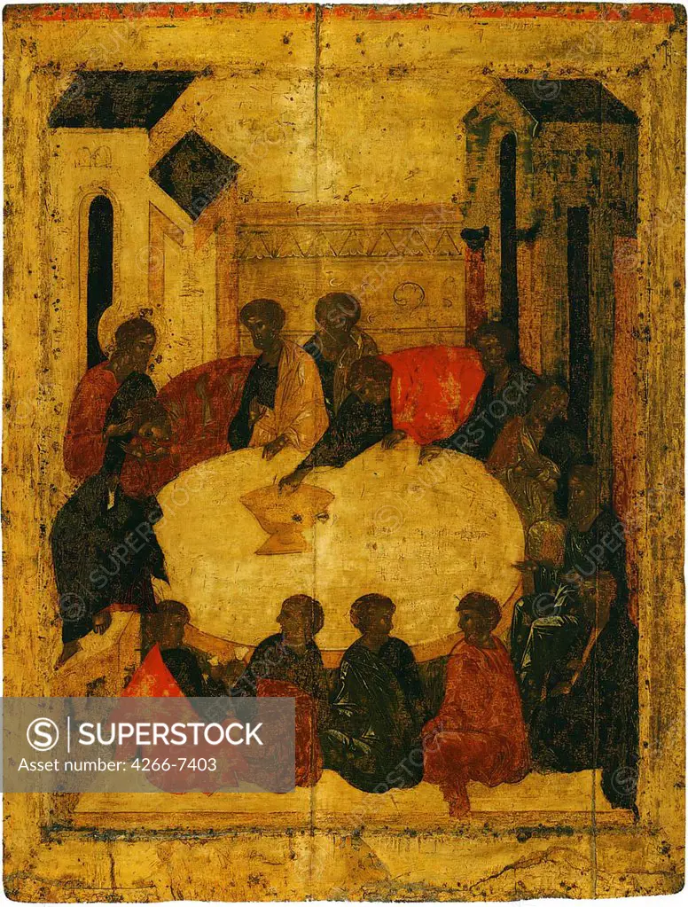 Last Supper, Tempera on panel, circa 1410, Russia, Moscow, Annunciation Cathedral in the Kremlin, 80x61