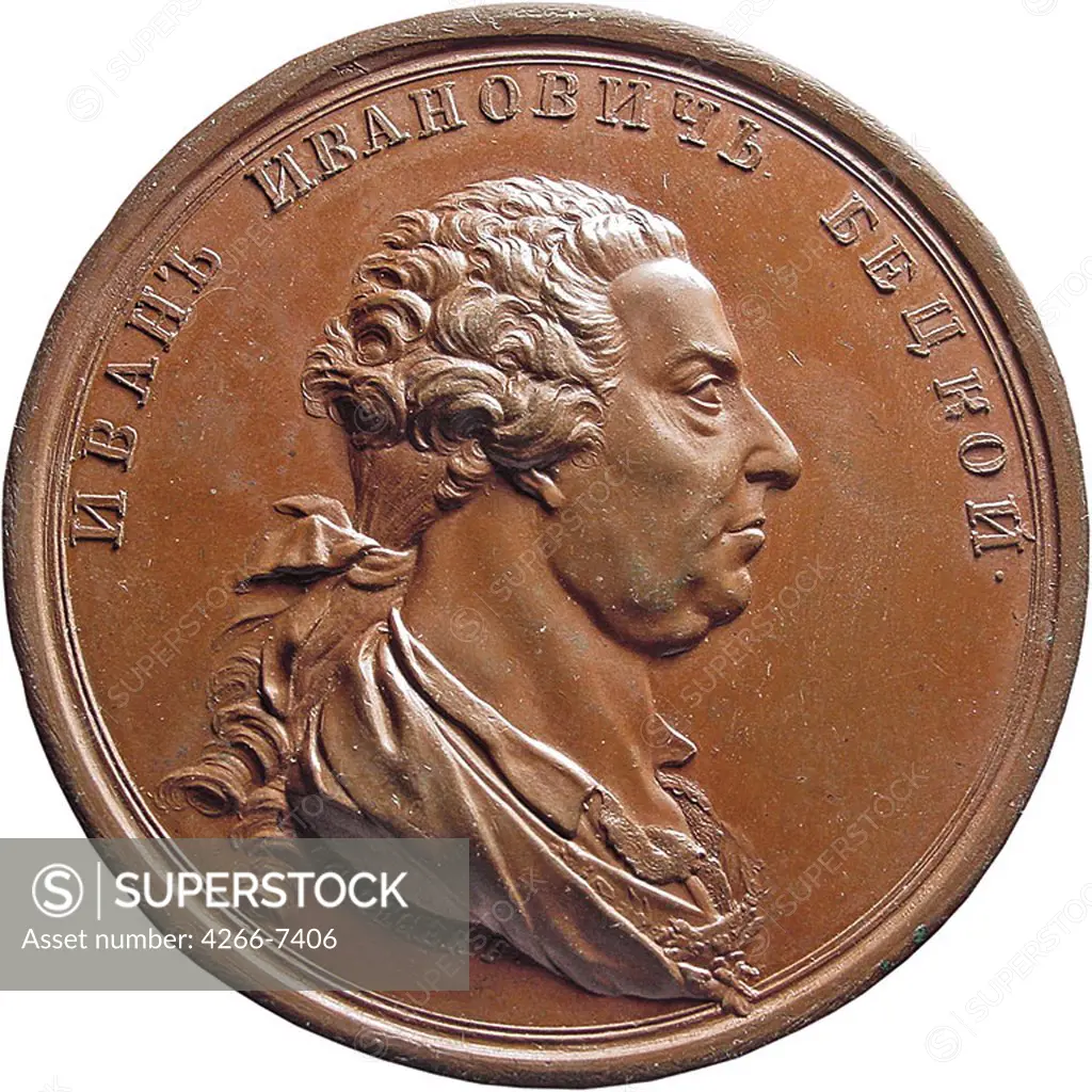 Medal with profile of Betskoy by Johann Caspar Jaeger, bronze, 1772, 1744-1808, Private Collection, D 6,5