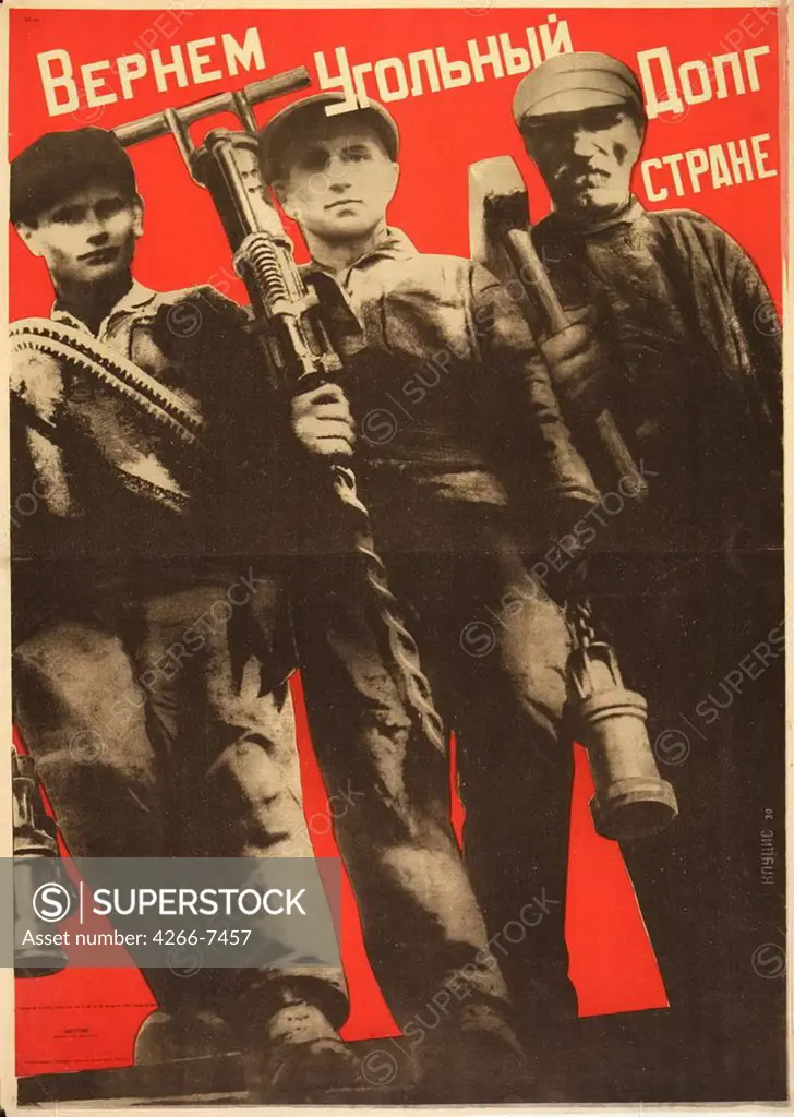 Klutsis, Gustav (1895-1938) Russian State Library, Moscow 1930 104x74,5 Colour lithograph Soviet political agitation art Russia History,Poster and Graphic design Poster