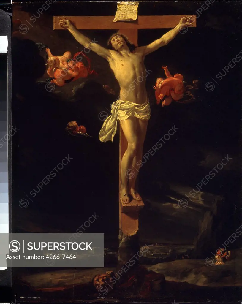 Crucifixion by Charles Le Brun, oil on canvas, 1637, 1619-1690, Russia, Moscow, State Pushkin Museum of Fine Arts, 52x41