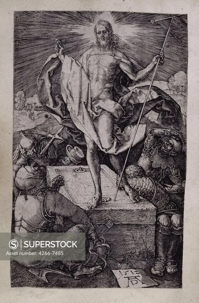 Jesus Christ by Albrecht Durer, Copper engraving, 1512, 1471-1528, Free Library of Philadelphia, 119x75