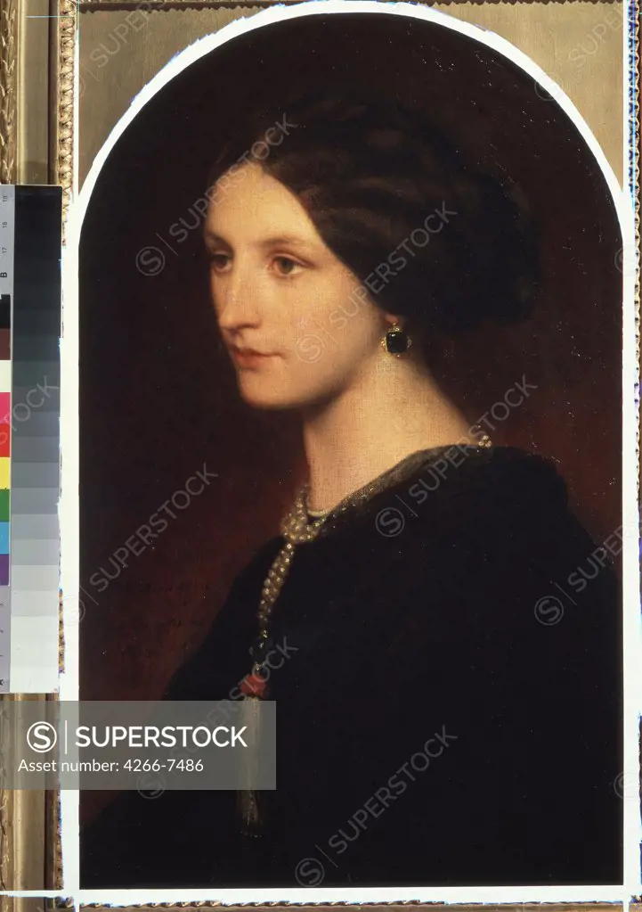 Portrait of Countess Sophie Shuvalov by Paul Hippolyte Delaroche, Oil on canvas, 1853, 1797-1856, Russia, Moscow, State A. Pushkin Museum of Fine Arts, 66x41
