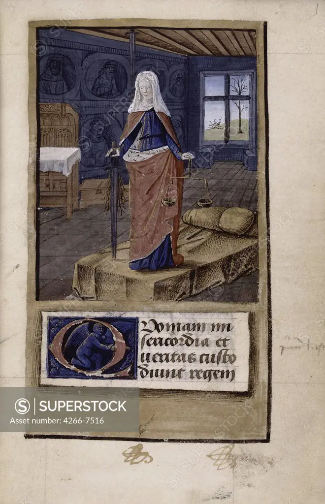 Woman with sword by Jean Colombe, Watercolor on parchment, 1475-1499, circa 1430-circa 1493, Usa, New York, New York Public Library