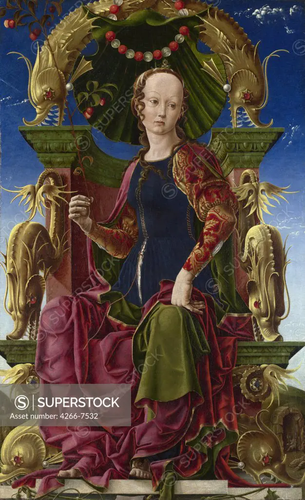 Calliope by Cosimo Tura, oil on wood, 1455-1460, before 1431-1495, School of Ferrara, England, London, National Gallery, 116,2x71