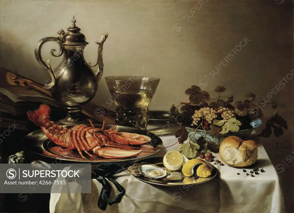 Still life by Pieter Claesz, Oil on canvas, 1641, circa 1597-1660, Private Collection, 64x88,5