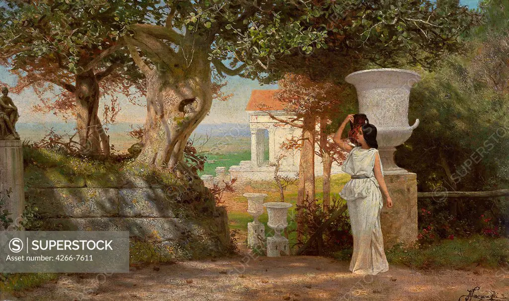 Idyllic landscape from ancient Rome by Henryk Siemiradzki, Oil on canvas, 1843-1902, Private Collection, 42x70