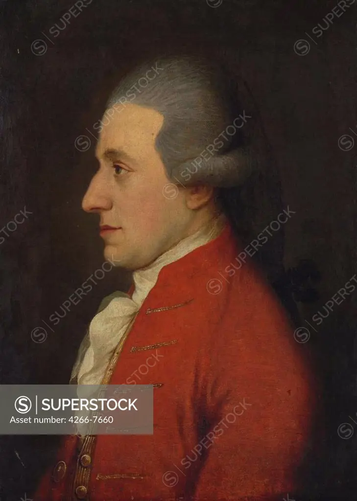 Portrait of composer Wolfgang Amadeus Mozart by Anonymous painter, Oil on canvas, 1780s, Private Collection