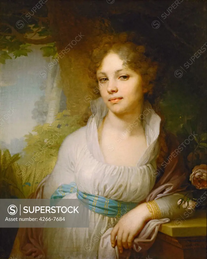 Portrait of Maria Lopukhina by Vladimir Lukich Borovikovsky, Oil on canvas, 1797, 1757-1825, Russia, Moscow, State Tretyakov Gallery, 53,5x72