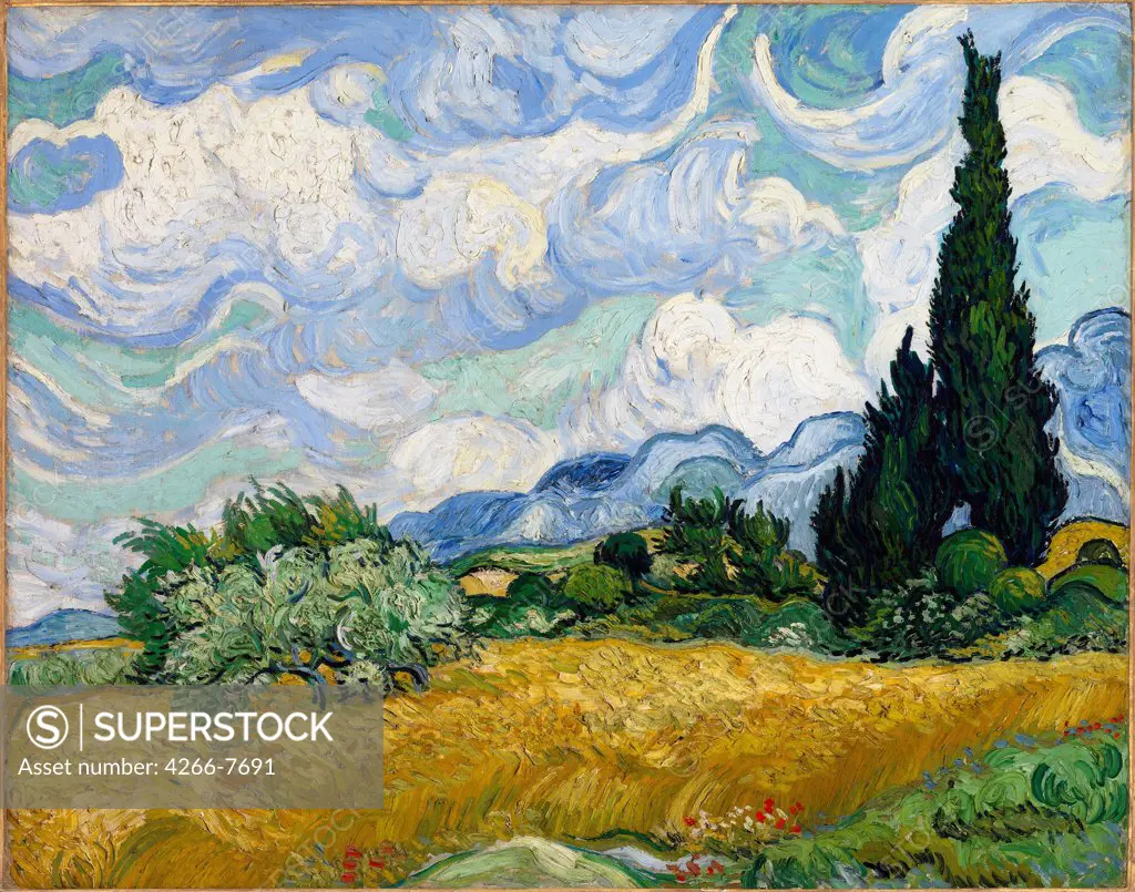 Summer landscape by Vincent van Gogh, Oil on canvas, 1889, 1853-1890, USA, New York, Metropolitan Museum of Art, 93,4x73