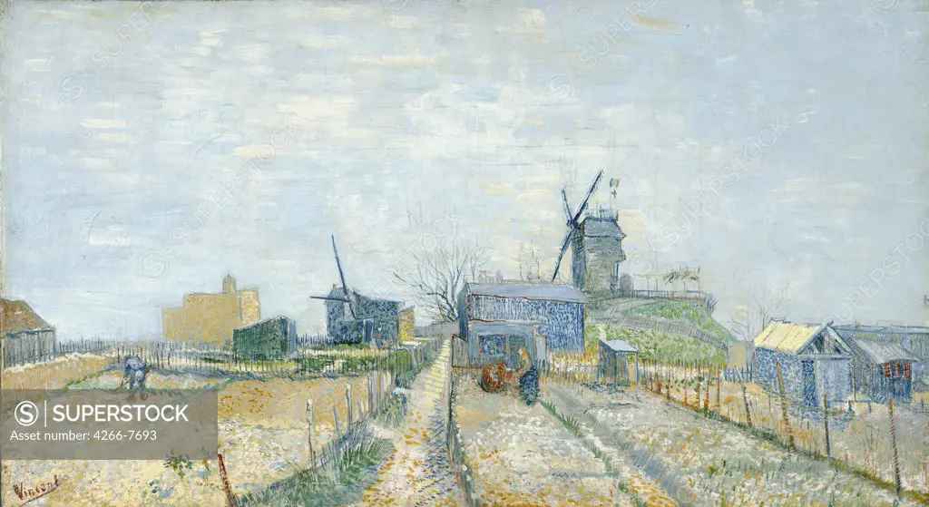 Summer landscape with mills by Vincent van Gogh, Oil on canvas, 1881, 1853-1890, Holland, Amsterdam, Van Gogh Museum, 44,8x81