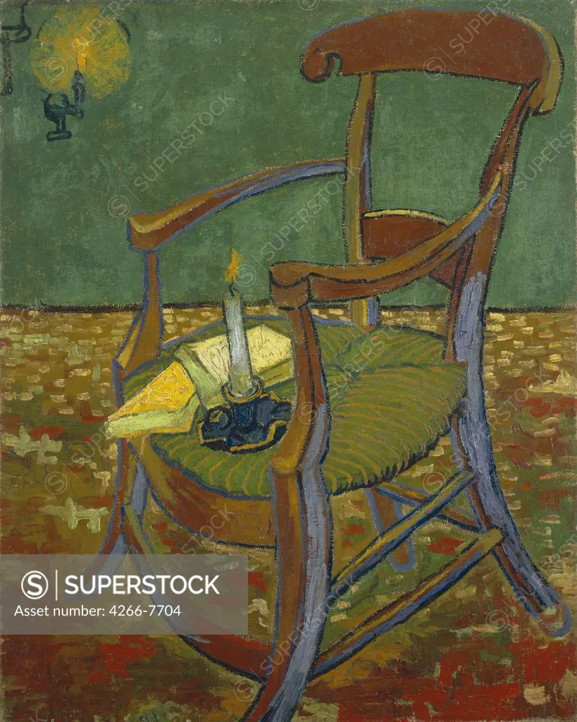 Illustration with armchair by Vincent van Gogh, Oil on canvas, 1888, 1853-1890, Holland, Amsterdam, Van Gogh Museum, 72,5x90,3