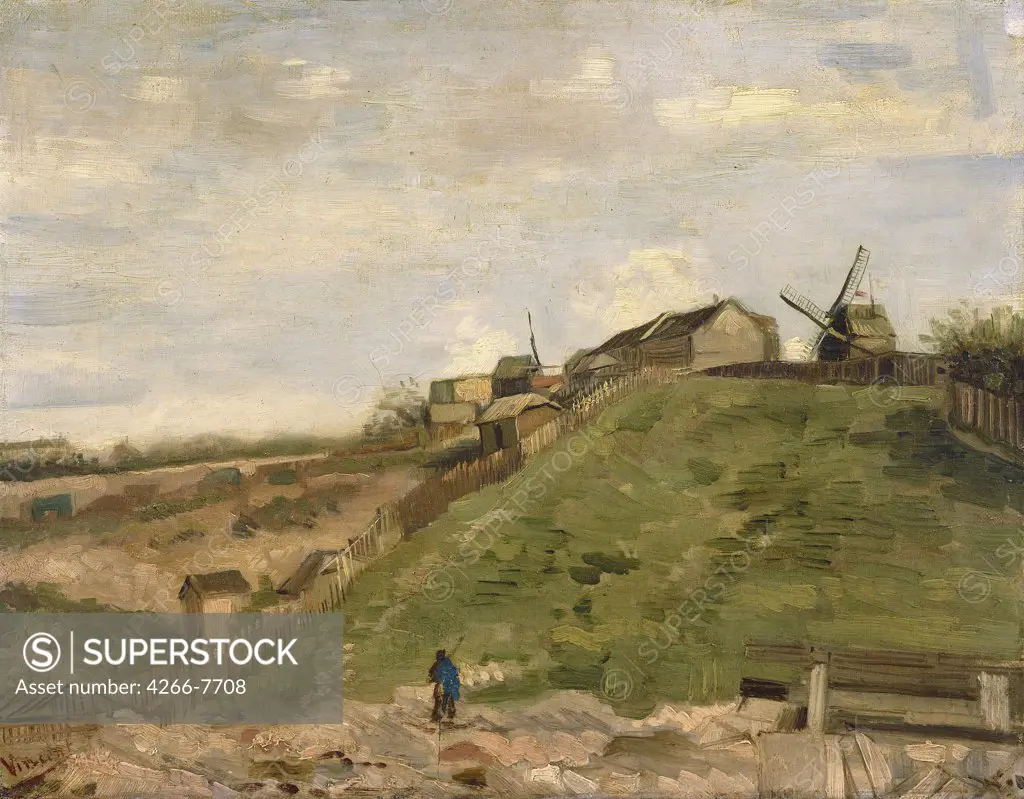 Landscape with mill by Vincent van Gogh, Oil on canvas, 1886, 1853-1890, Holland, Amsterdam, Van Gogh Museum, 41x32