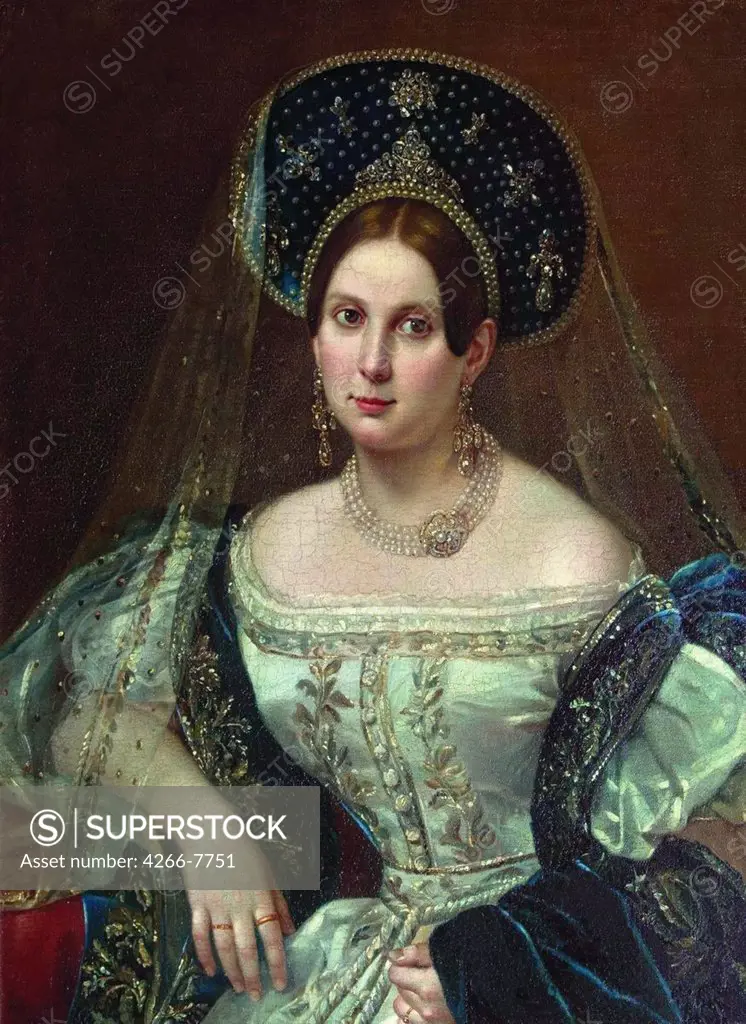 Portrait of woman by Pimen Nikitich Orlov, Oil on canvas, circa 1835, 1812-1863, Russia, St. Petersburg, State Hermitage, 79x64,5