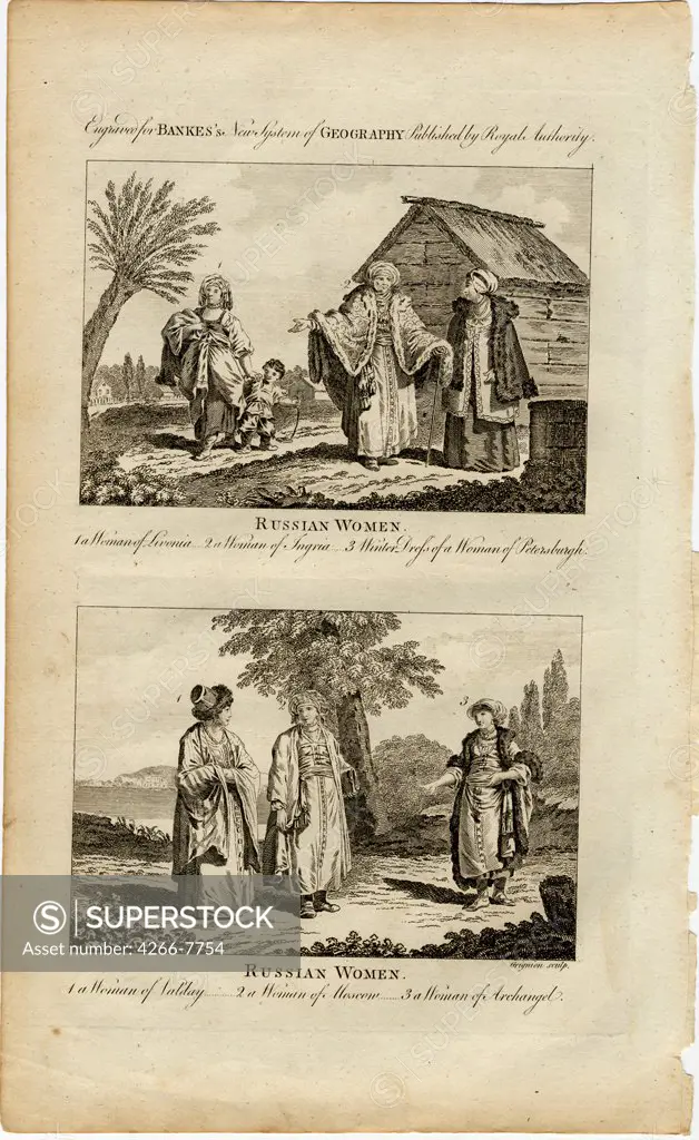Illustration of russian people by William Grainger, Etching, circa 1730, active 1784-1793, Private Collection, 24,1x36,8