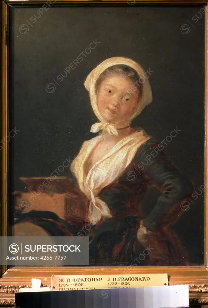 Portrait of young woman by Jean Honore Fragonard, Oil on copper, 1732-1806, Russia, Moscow, State A. Pushkin Museum of Fine Arts, 31x24