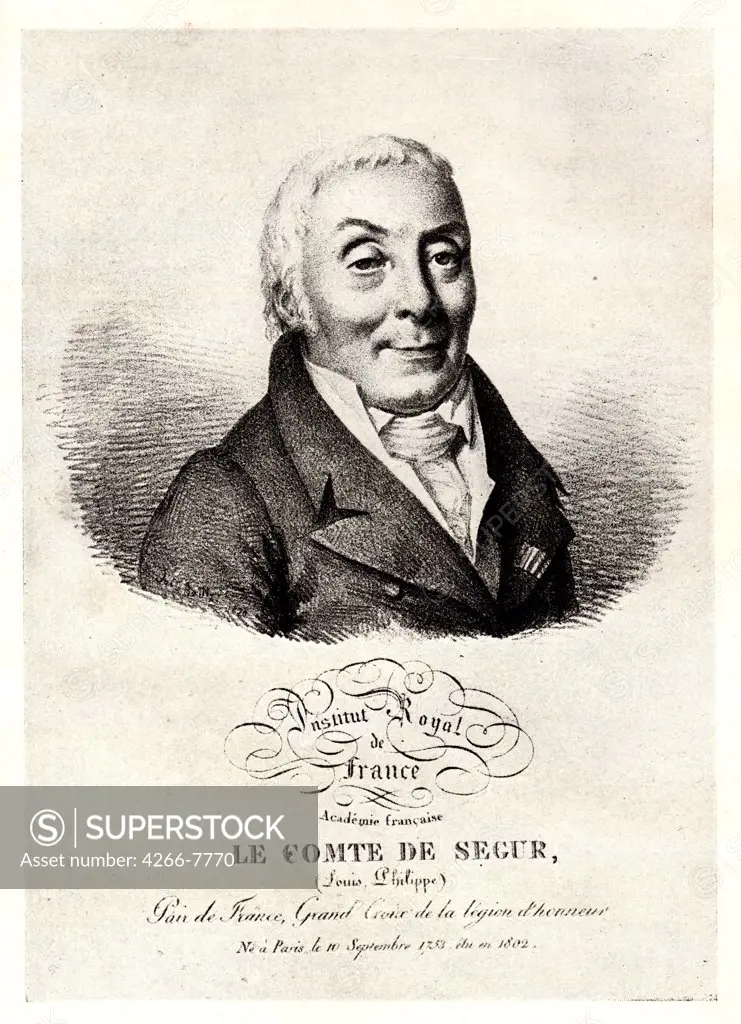 Portrait of Philippe Henri de Segur by Anonymous artist, Lithograph, 19th century, Russia, St. Petersburg, Russian National Library