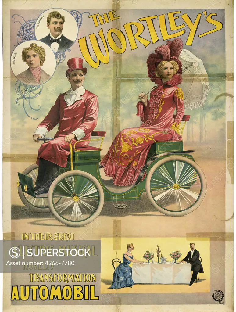 Automobile advertisement by Adolph Friedlander, Color lithograph, 1896, 1851-1904, Private Collection, 98x70