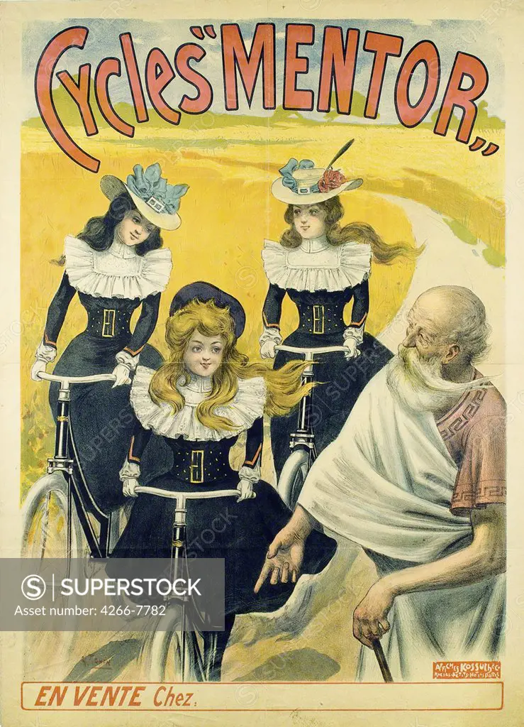 Bibycle advertisement by Anonymous artist, Color lithograph, circa 1896, Private Collection, 129,5x94