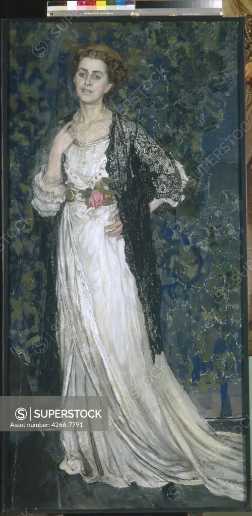 Portrait of Marina Makovskaya by Alexander Yakovlevich Golovin, Tempera and pastel on canvas, 1912, 1863-1930, Russia, St. Petersburg, State Russian Museum, 194x97