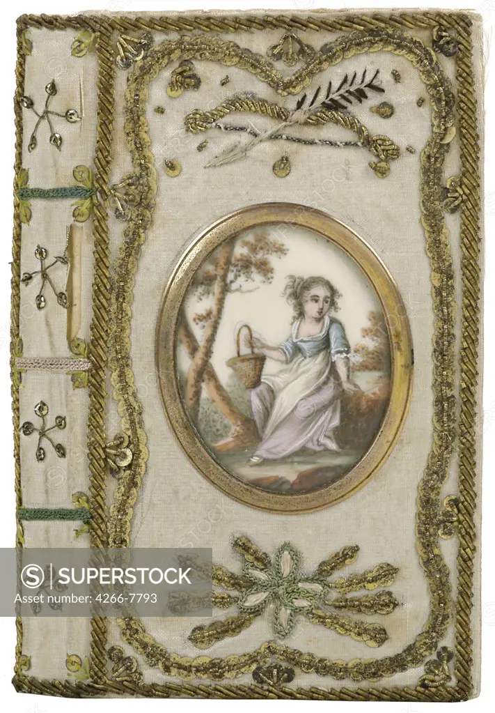 Ornate illustration with girl by Anonymous artist, Miniature, 1808, Holland, Amsterdam, Rijksmuseum,