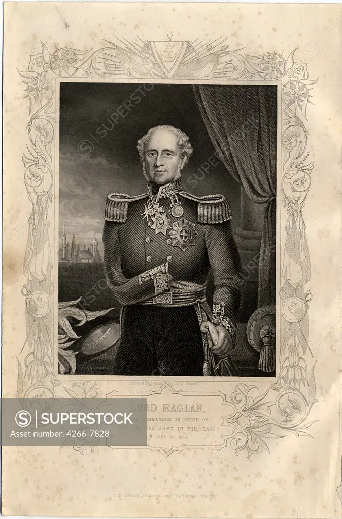 Portrait of Lord Raglan by Daniel J.Pound, etching, 1856, 1810-1861, Private Collection