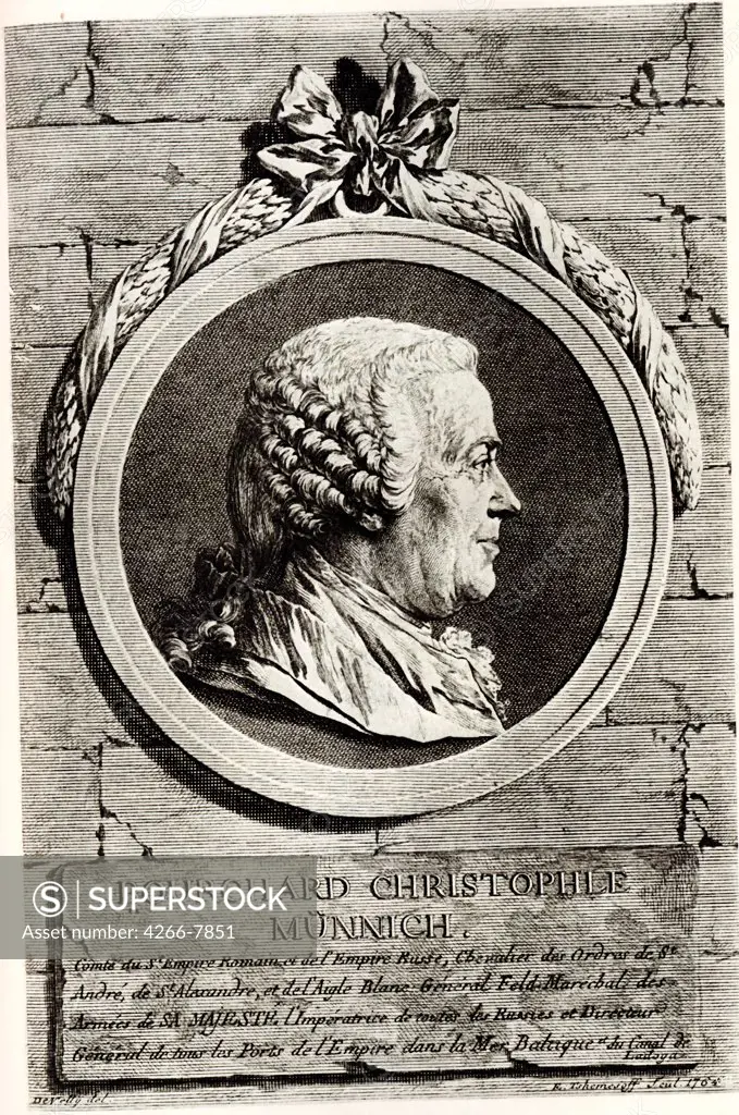 Portrait of Burkhard Christoph von Munich by unknown painter, lithograph, Private Collection