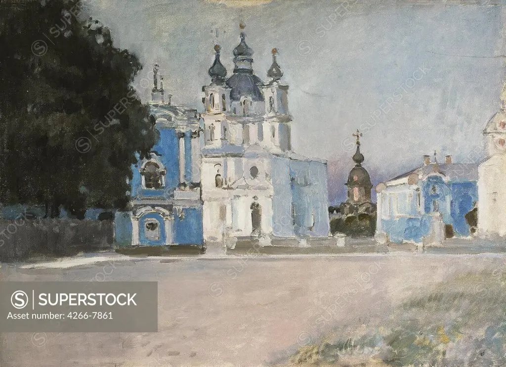 Smolny Convent in Saint Petersburg by Stepan Petrovich Yaremich, Oil on canvas, 20th century, 1869-1938, Russia, St. Petersburg, State Hermitage, 58,5x80