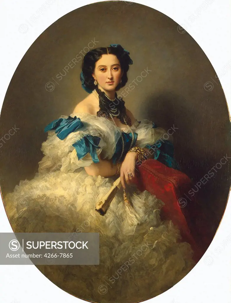 Portrait of Varvara Musina-Pushkina by Franz Xavier Winterhalter, Oil on canvas, after 1857, 1805-1873, Russia, St. Petersburg, State Hermitage, 147x112