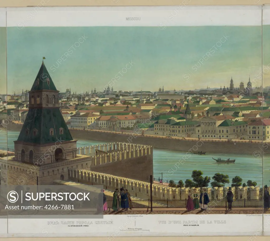 Moscow by Philippe Benoist, Color lithograph, circa 1848, 1813-after 1879, Private Collection