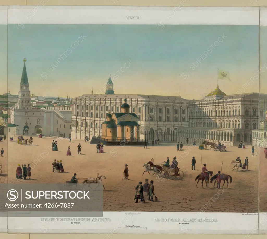 Great Kremlin Palace by Philippe Benoist, Color lithograph, circa 1848, 1813- after 1879, Private Collection