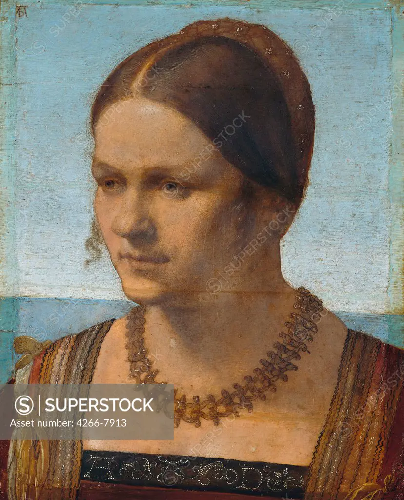 Venetian Lady by Albrecht Durer, Oil on wood, 1506, 1471-1528, Germany, Berlin, Staatliche Museen, 21,5x28,5