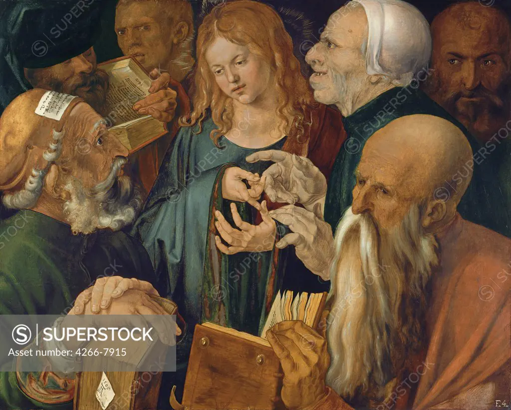Christ among Doctors by Albrecht Durer, Oil on wood, 1506, 1471-1528, Thyssen-Bornemisza Collections, 80,3x64,3