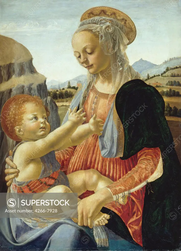 Virgin and Child by Andrea del Verrocchio, Oil on wood, 1437-1488, Germany, Berlin, Staatliche Museen, 49,4x67,3
