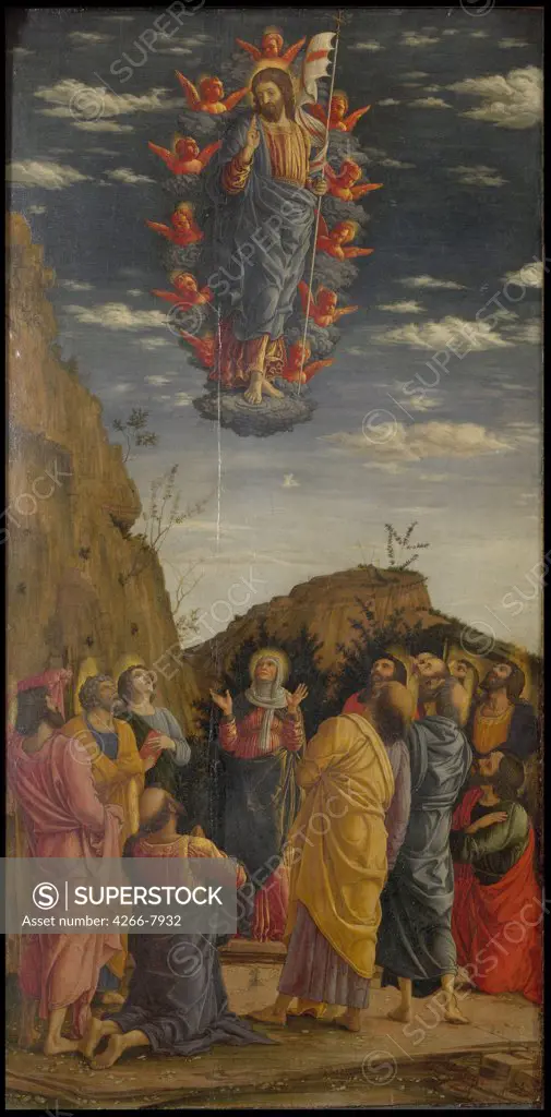 Revelation by Andrea Mantegna, Tempera on panel, circa 1463-1464, 1431-1506, Italy, Florence, Galleria degli Uffizi, 161,5x86