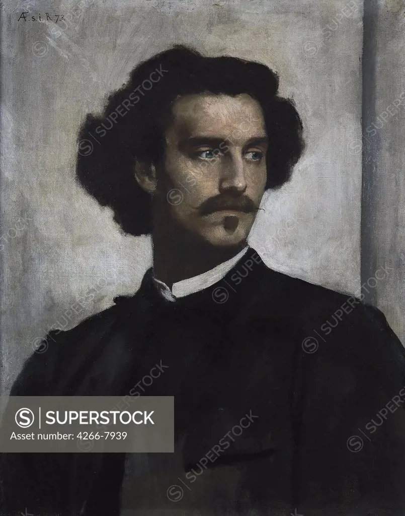 Self portrait by Anselm Feuerbach, Oil on canvas, 1873, 1829-1880, Germany, Berlin, Staatliche Museen, 62x50