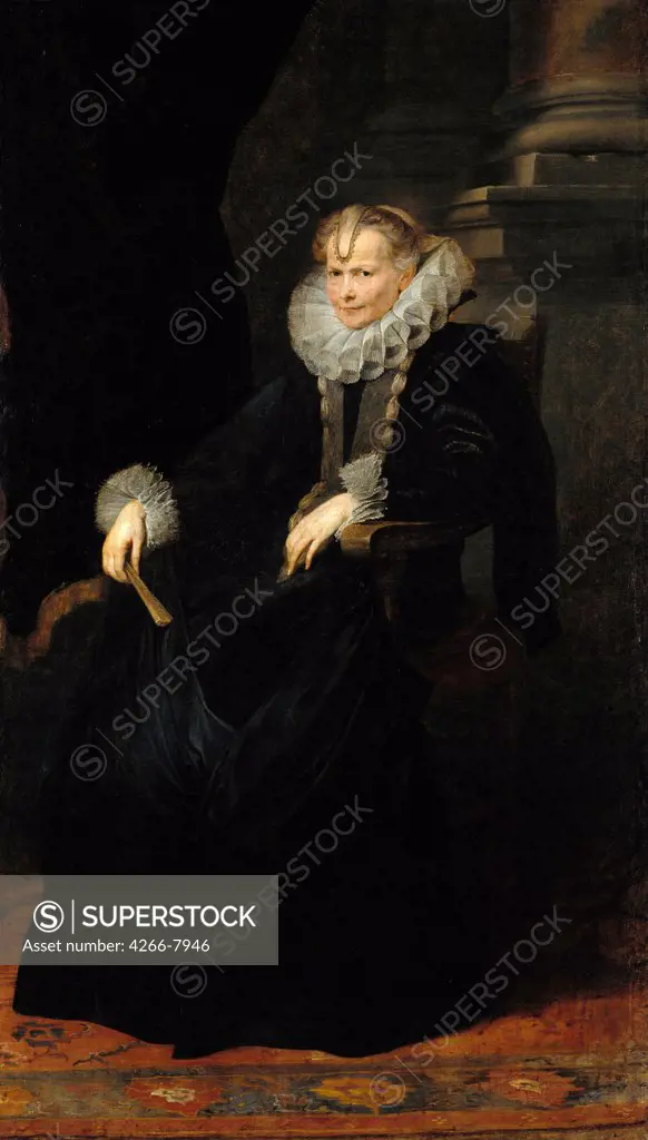 Portrait of sitting woman by Sir Anthonis van Dyck, Oil on canvas, circa 1621, 1599-1641, Germany, Berlin, Staatliche Museen, 203x118,3