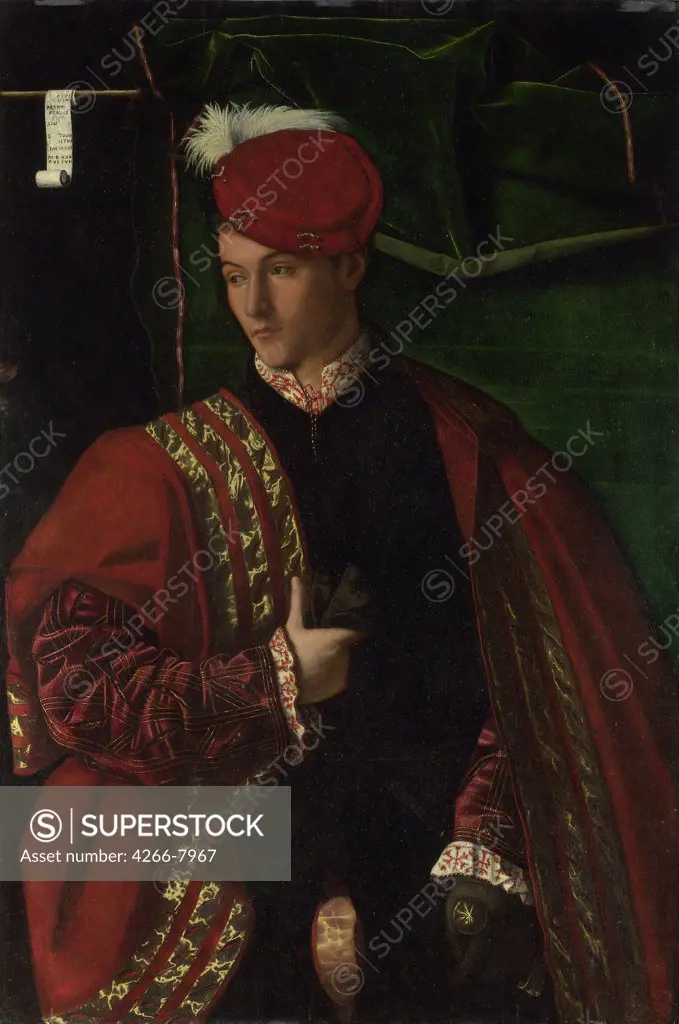 Portrait of Lodovico Martinengo by Bartolomeo Veneto, Oil on wood, 1530, active 1502-1546, United Kingdom, London, National Gallery, 105,5x72,6