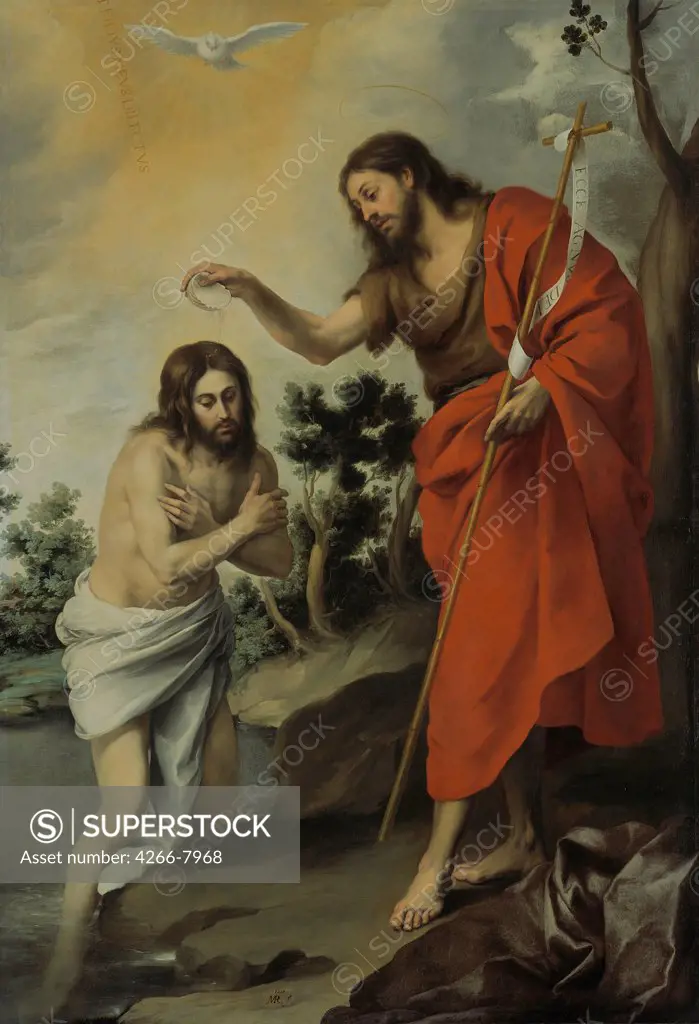 Baptism of Christ by Bartolome Esteban Murillo, Oil on canvas, 1655, 1617-1682, Germany, Berlin, Staatliche Museen, 233,2x160
