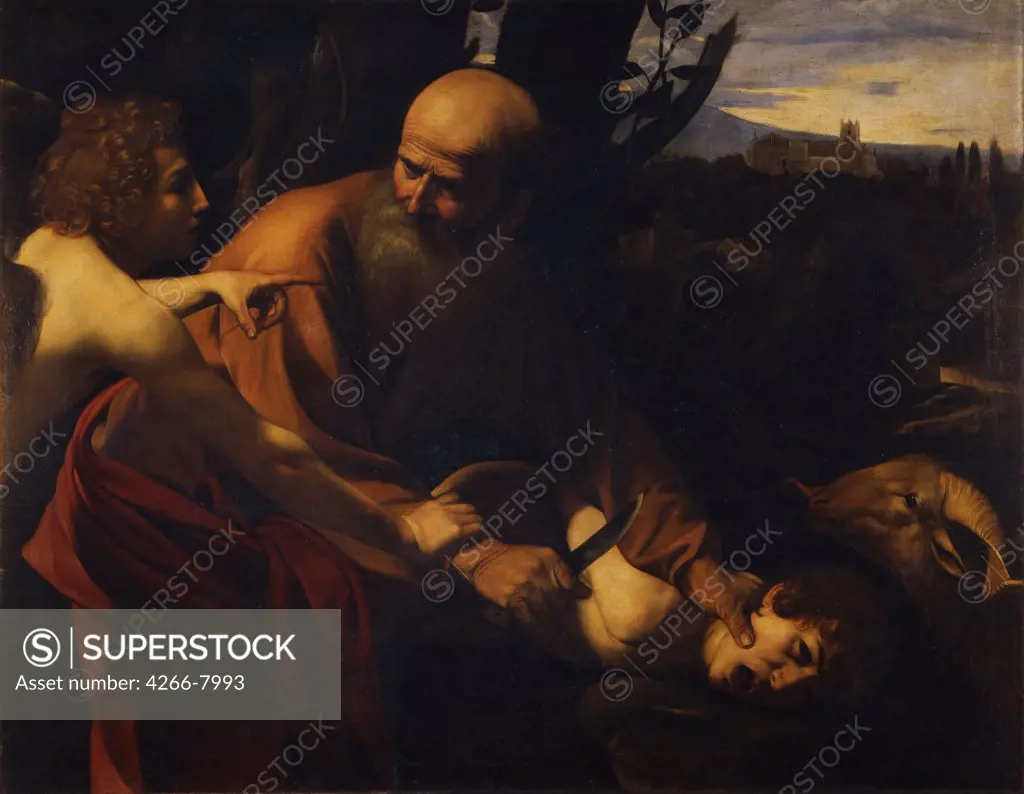 Sacrifice by Michelangelo Caravaggio,Oil on canvas, 1603-1604, 1571-1610, Italy, Florence, Galleria degli Uffizi, 104x135