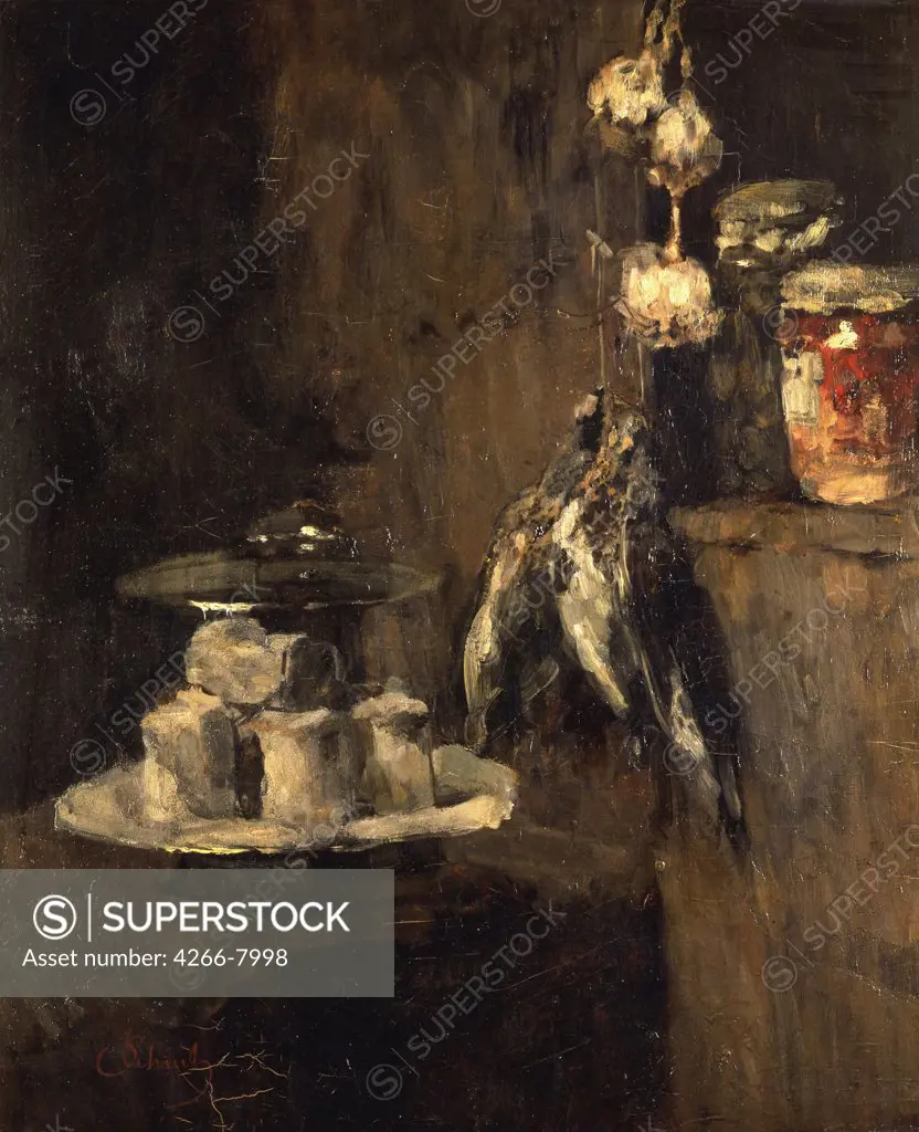 Still life with jars by Carl Schuch, Oil on canvas, after 1884, 1846-1903, Germany, Berlin, Staatliche Museen, 76x63