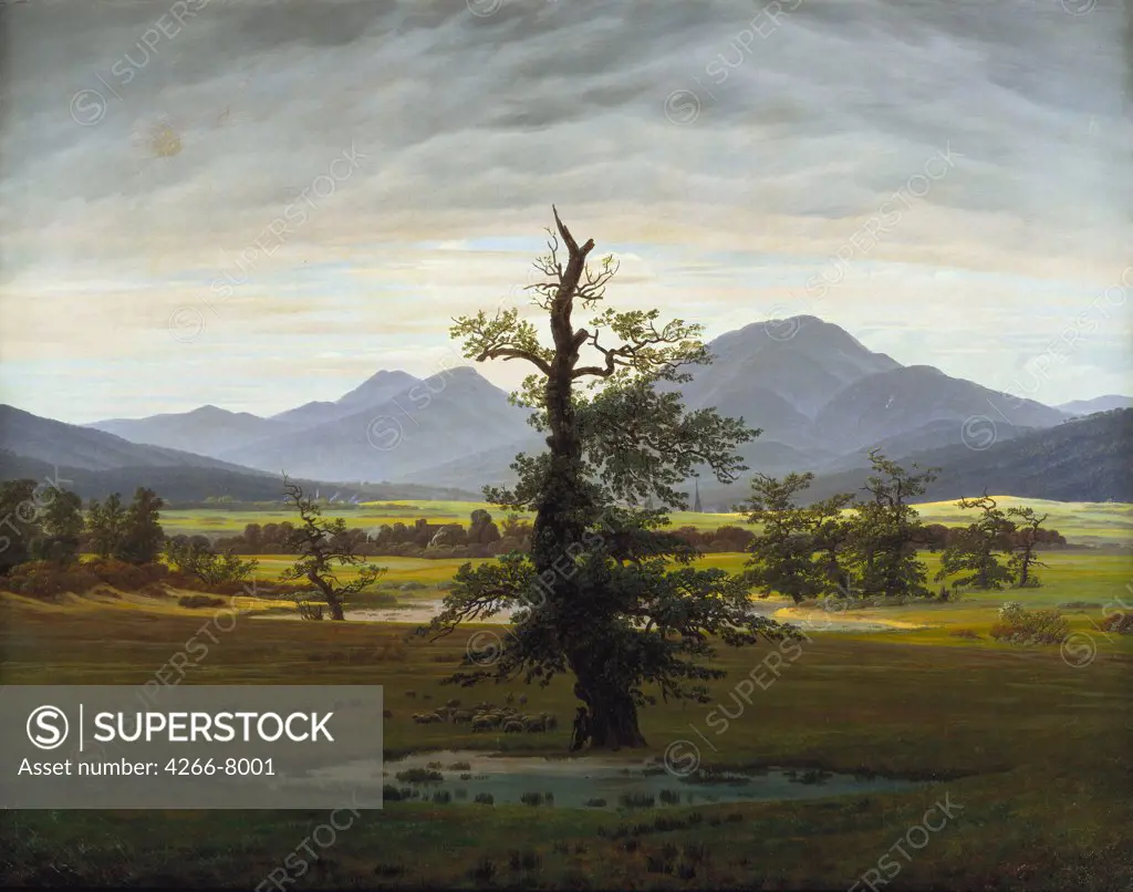 Landscape by Caspar David Friedrich, Oil on canvas,1822, 1774-1840, Germany, Berlin, Staatliche Museen, 55x71