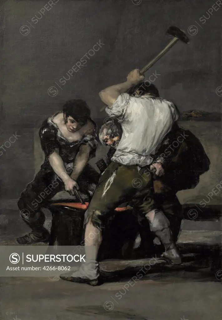 Blacksmiths by Francisco de Goya, oil on canvas, circa 1815, 1746-1828, USA, New York, Frick Collection, 181,6x125