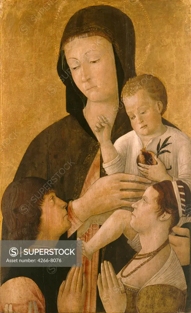 Virgin Mary with Jesus child by Gentile Bellini, oil on canvas, 1460, circa 1429-1507, Venetian School, Germany, Berlin, Staatliche Museen, 73,5x45,5